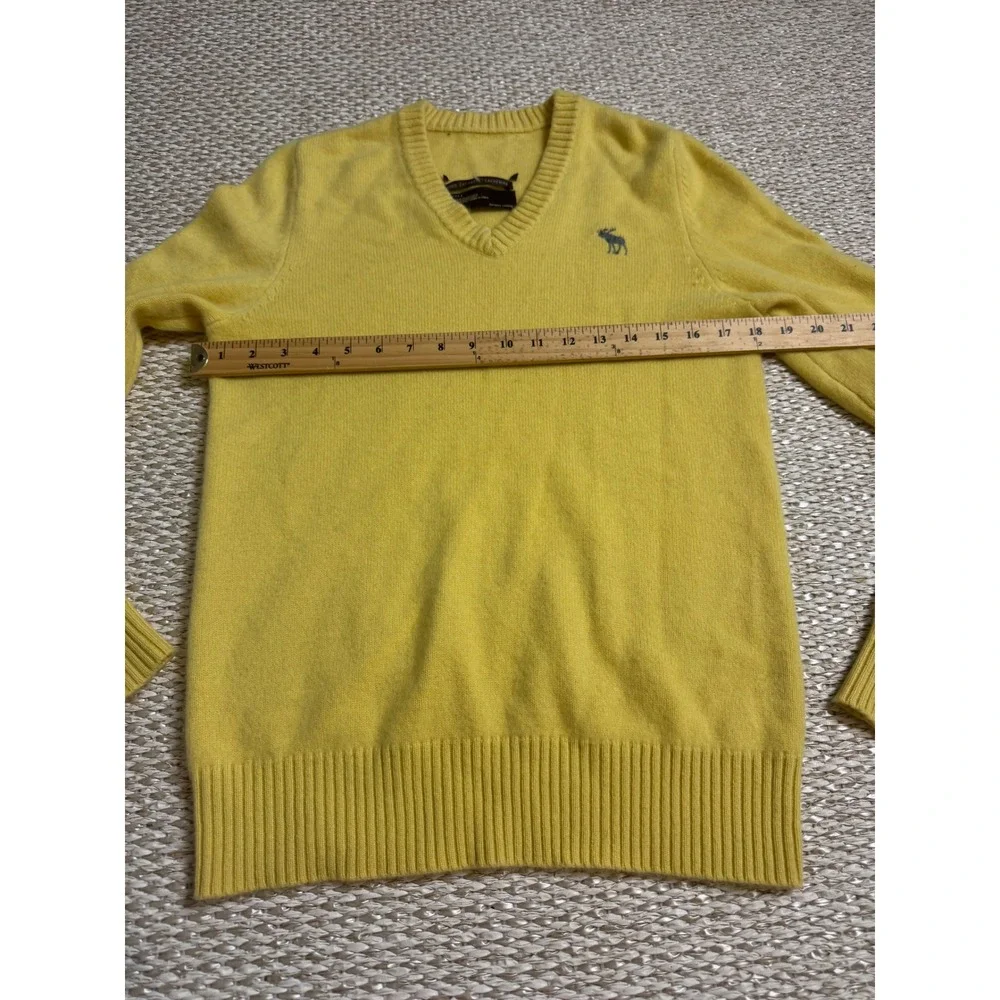 Abercrombie & Fitch vintage 100% Cashmere V-Neck Sweater Yellow Y2K  Moose Logo